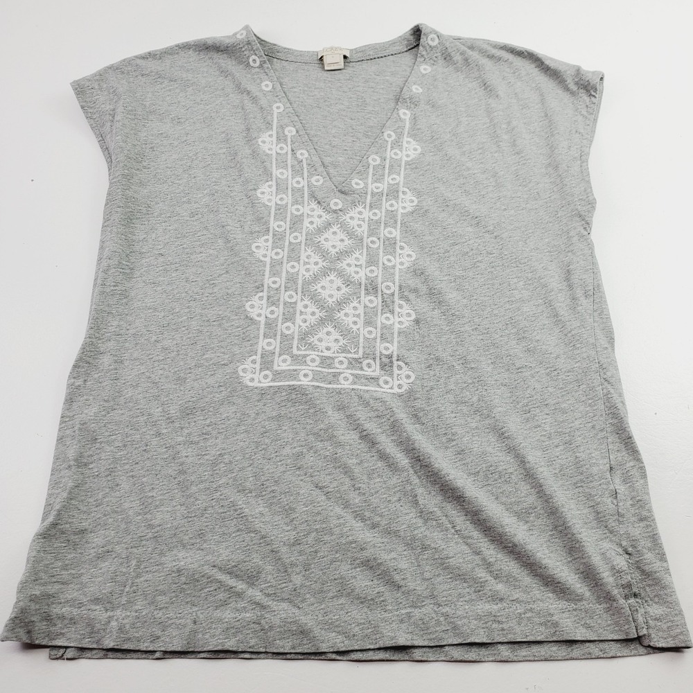 J. Crew Women's T-Shirt Small Top V-neck‎ Embroidered Lightweight Streetwear